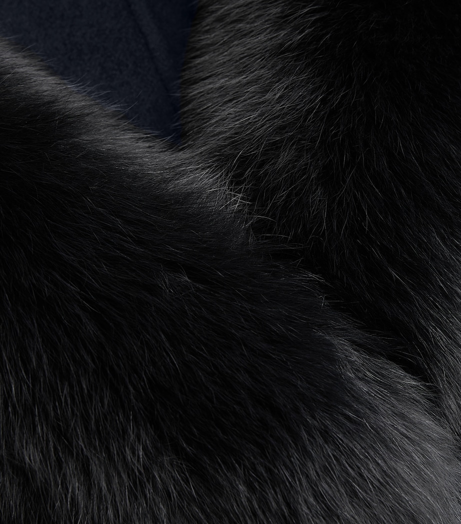 Cashmere-Wool Fox Fur-Trim Coat A7033 Image 5