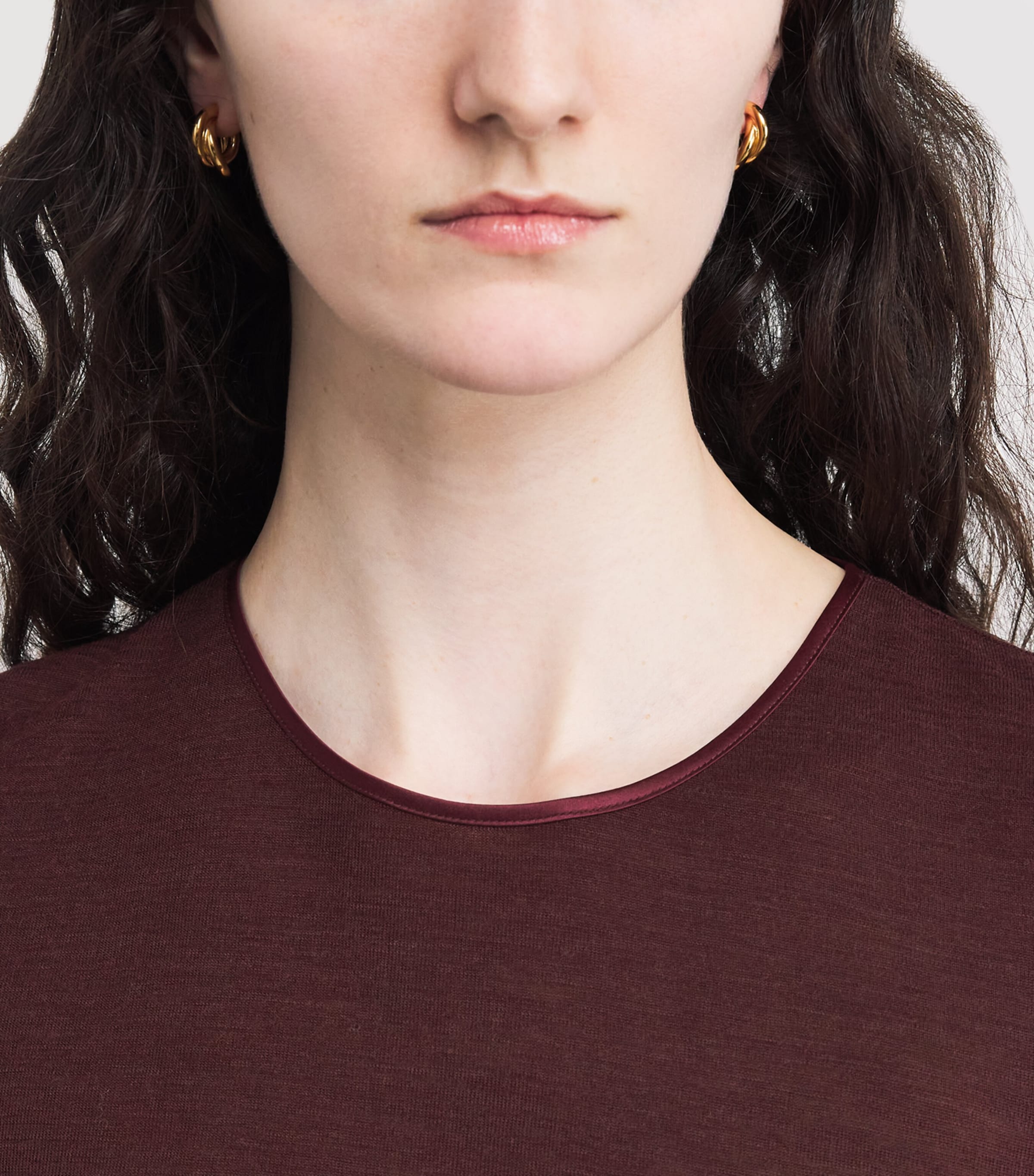 Wool Satin-Trim T-Shirt 701OXB Image 6