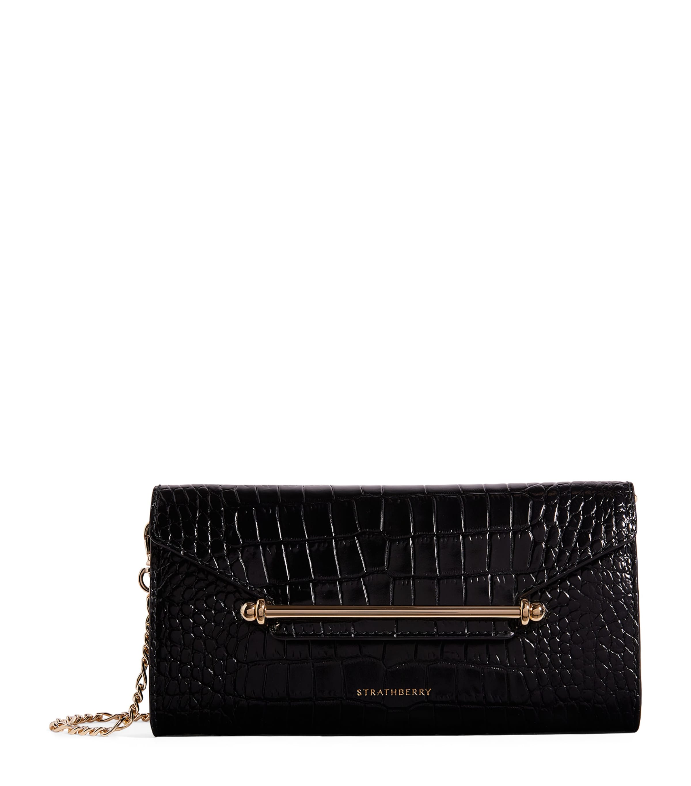 Strathberry Leather Multrees Croc-Effect Chain Wallet | Women Bags | Clutch Bags | Designers | Strathberry