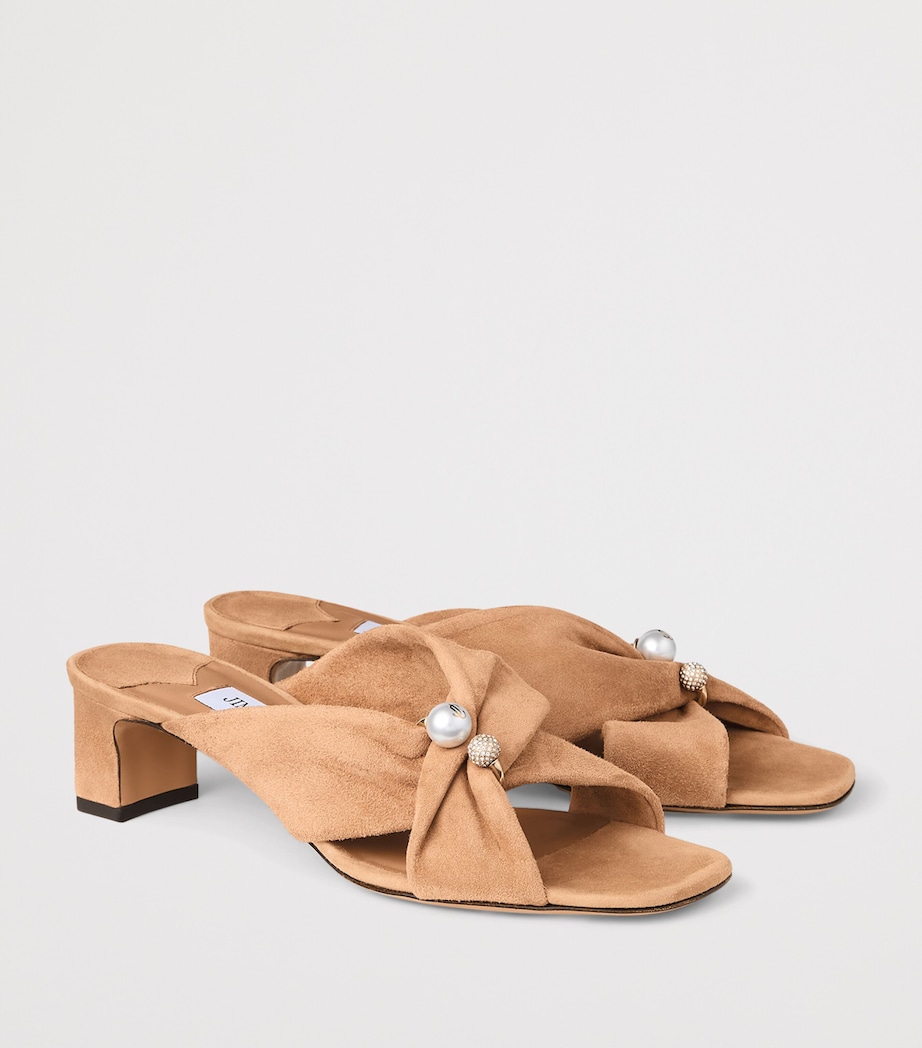 Jimmy Choo Rafi 45 Leather Heeled Mules Toffee Image 3