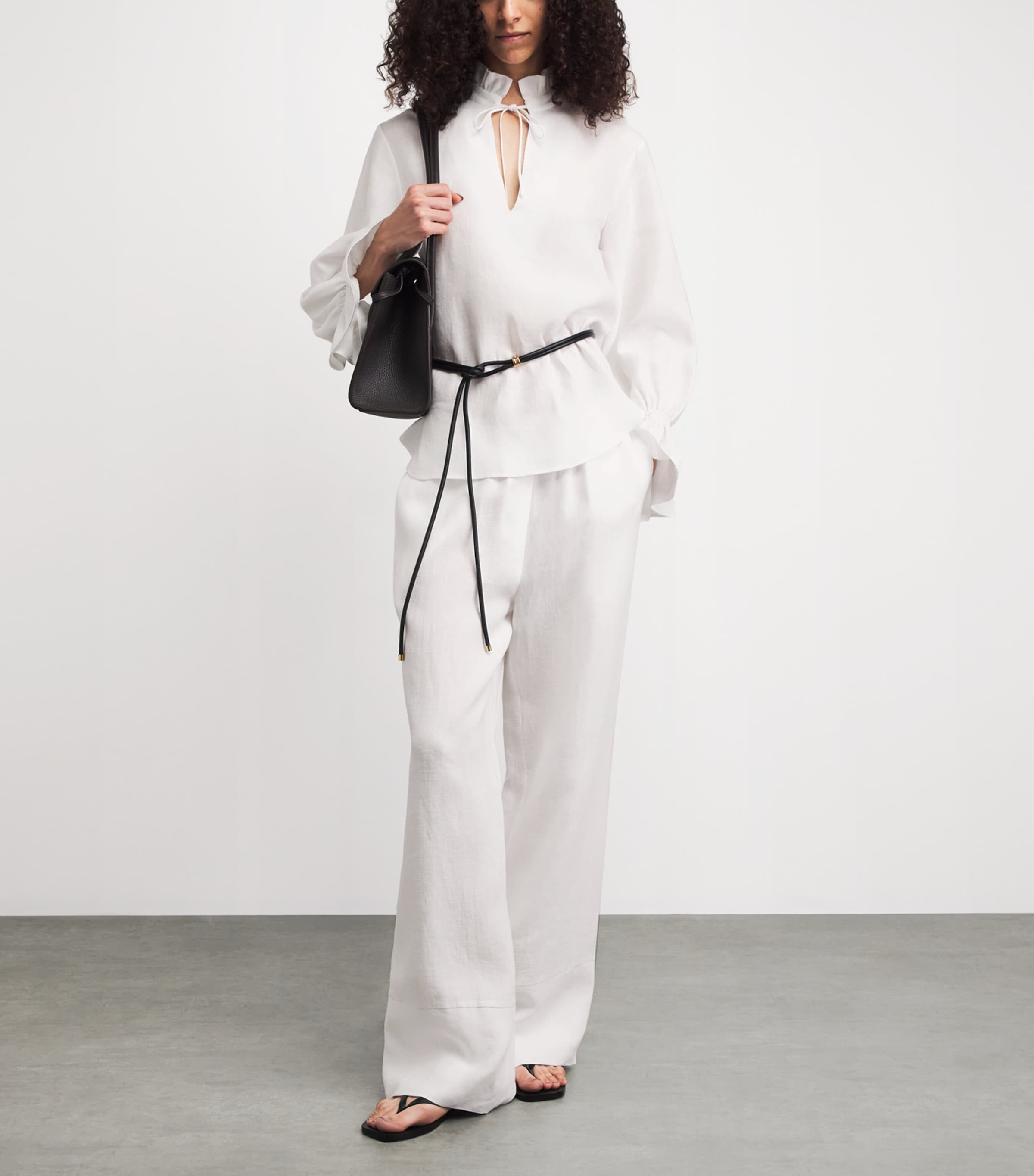 Laura Pitharas Womens Cotton Tie-Neck Shirt Exclusive White Image 2