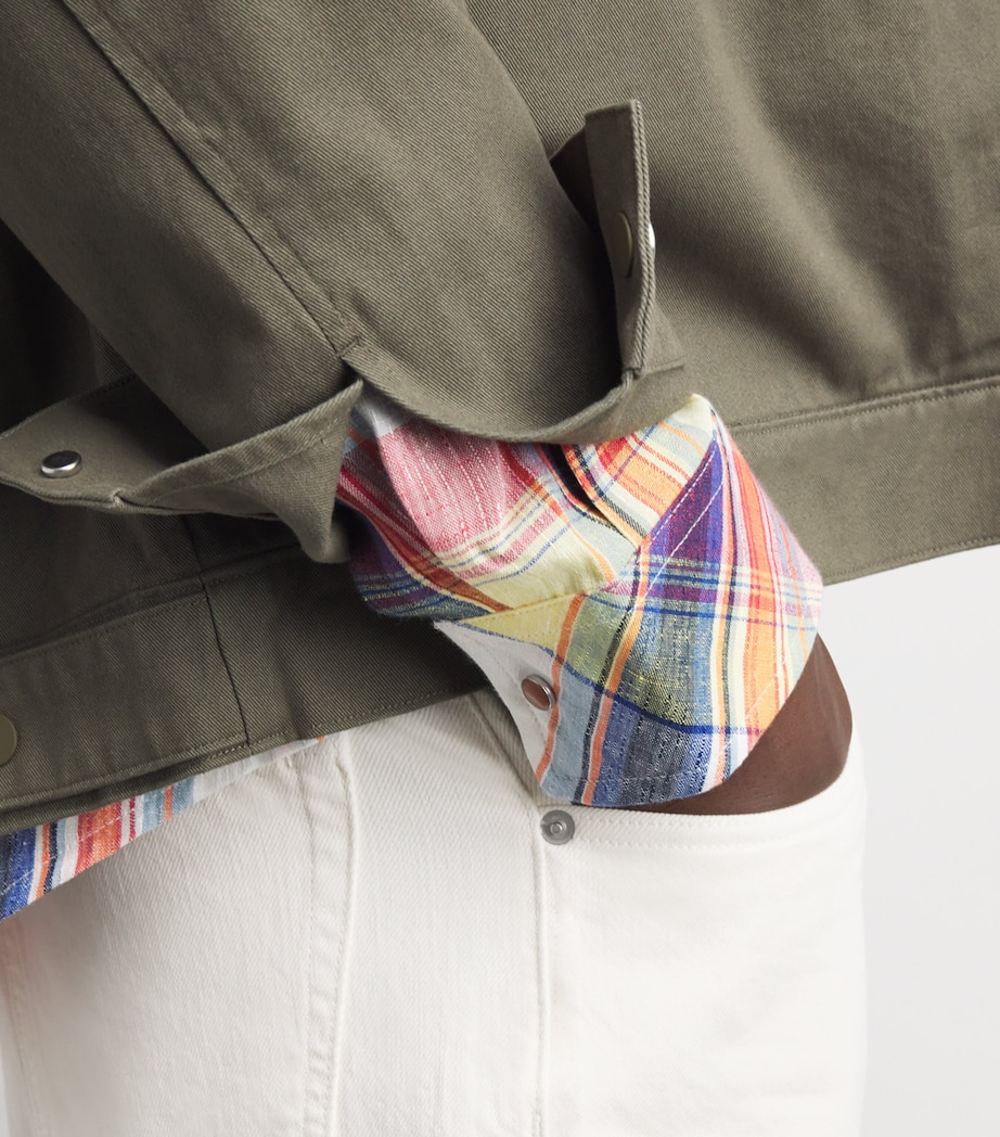 God's True Cashmere Mens Linen Plaid Daybreak Shirt Red Sun / Orange Sunstone Image 3