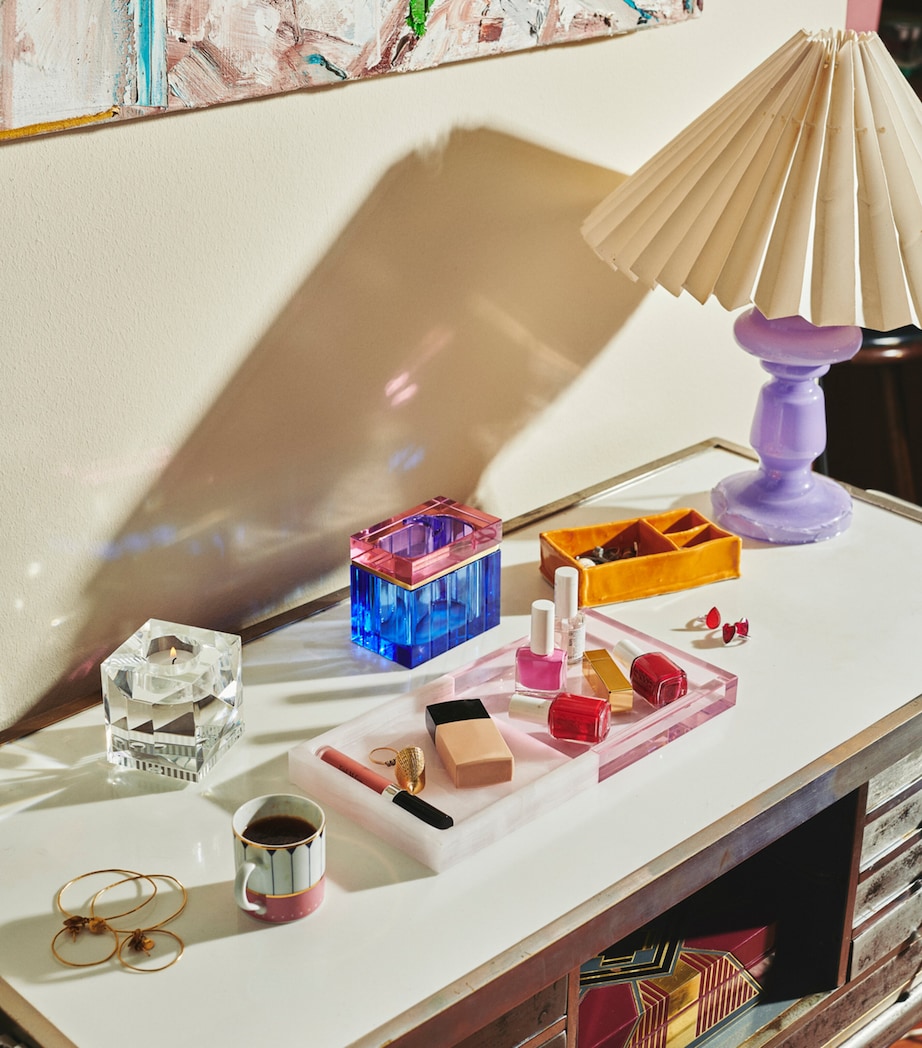 Small Crystal-Onyx Mad Trinket Tray (34cm) PINK Image 3