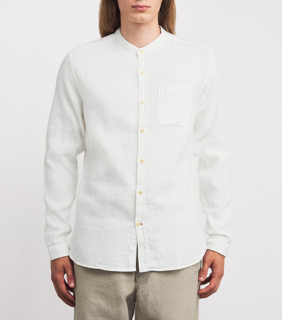 Linen Cotton-Blend Grandad Shirt CREAM Image 3