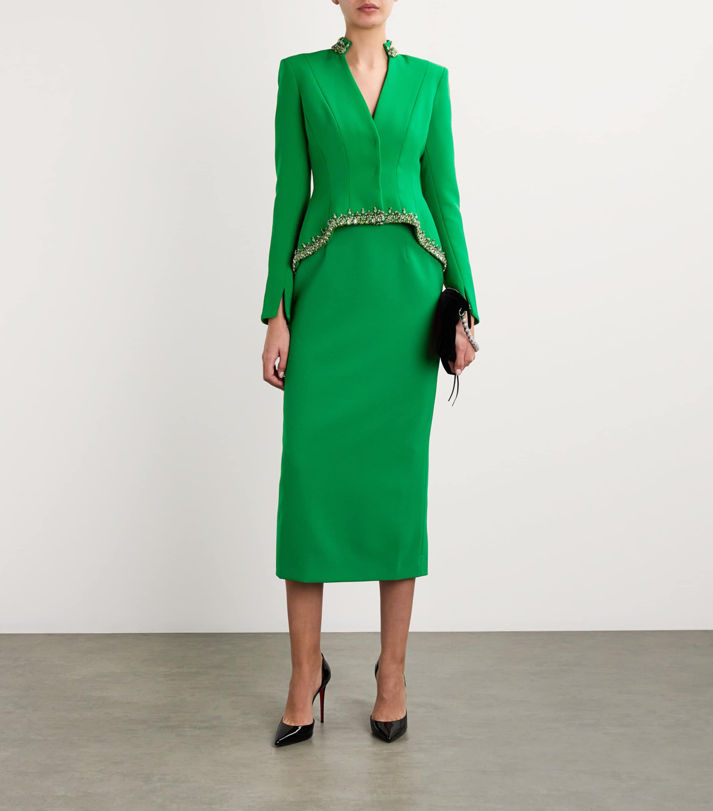 SABINA BILENKO Womens Embellished Corset Jacket Green Image 2