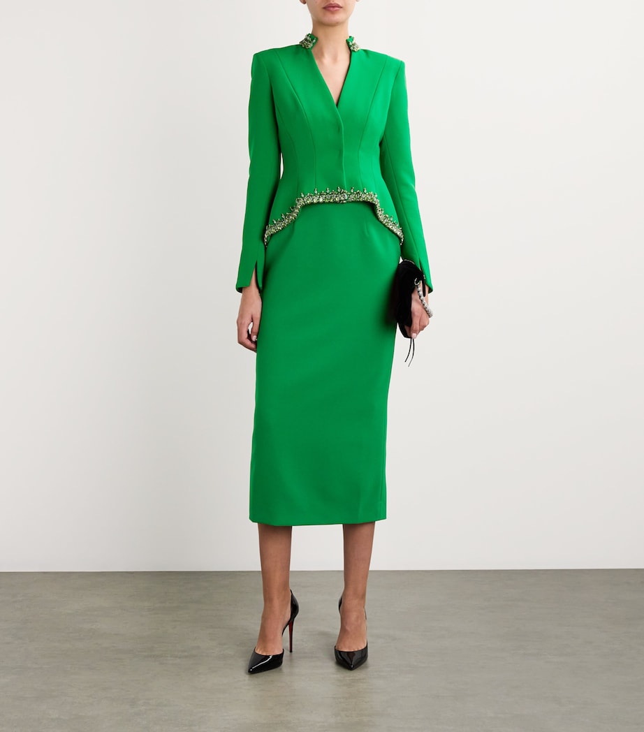 SABINA BILENKO Womens Embellished Corset Jacket Green Image 2