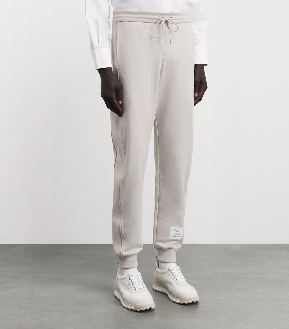 Thom Browne Mens Cotton 4-Bar Sweatpants Beige Image 4