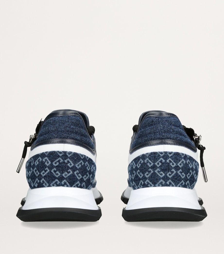 Leather-Denim Monogram Spectre Sneakers WHITE/NAVY Image 2