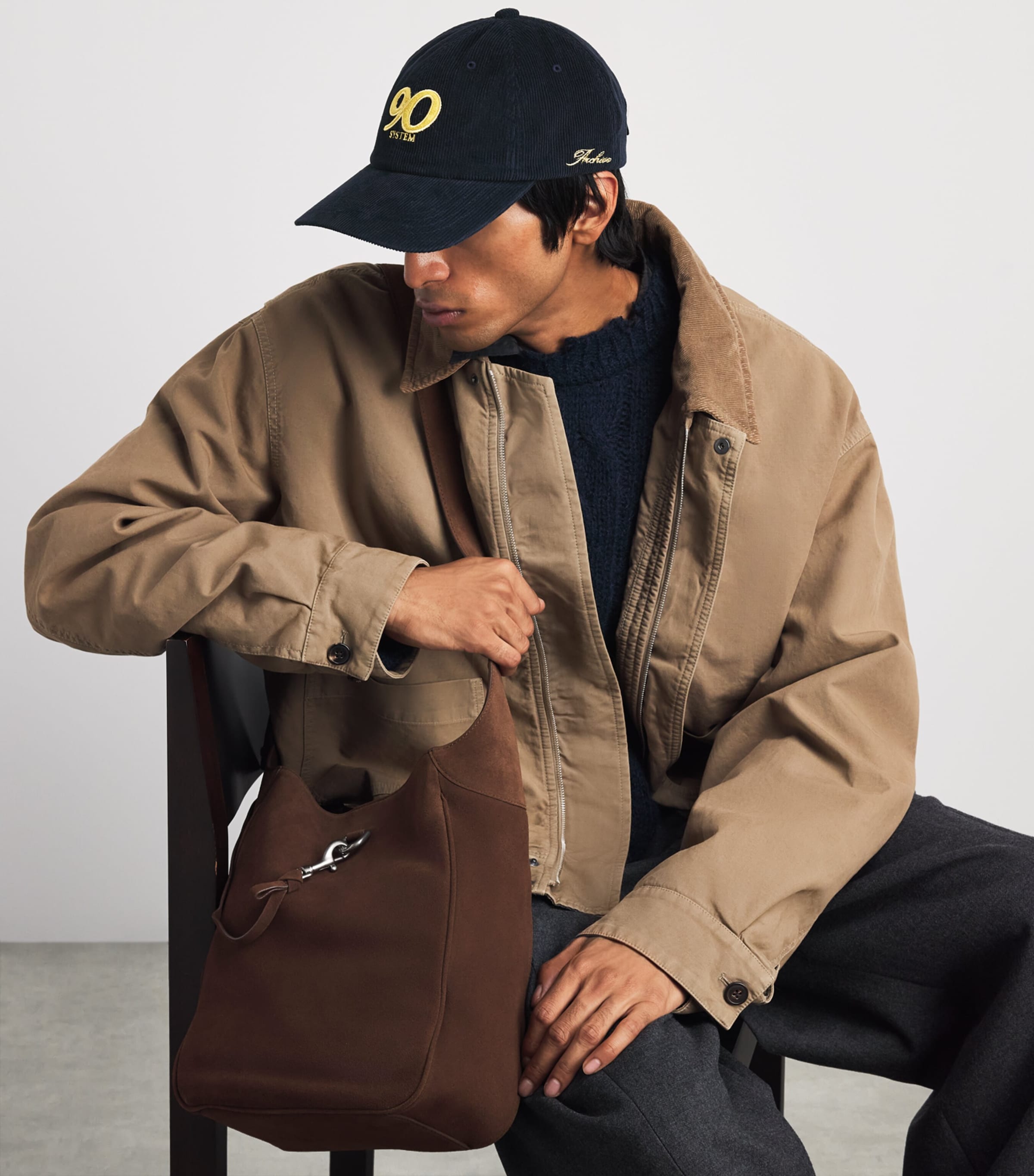 System Cotton Corduroy Embroidered Logo Cap Dark Navy Image 2