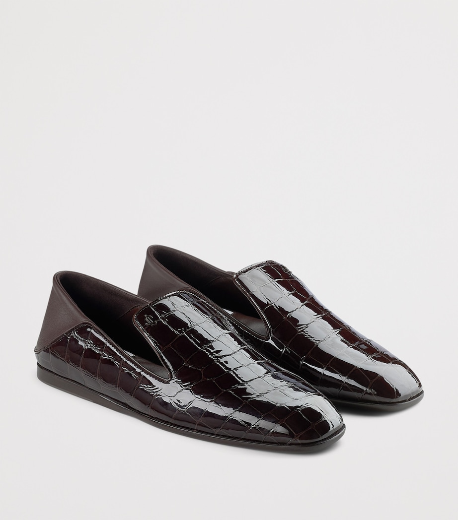 Elliot Leather Croc-Embossed Loafers SAMBUCO Image 2