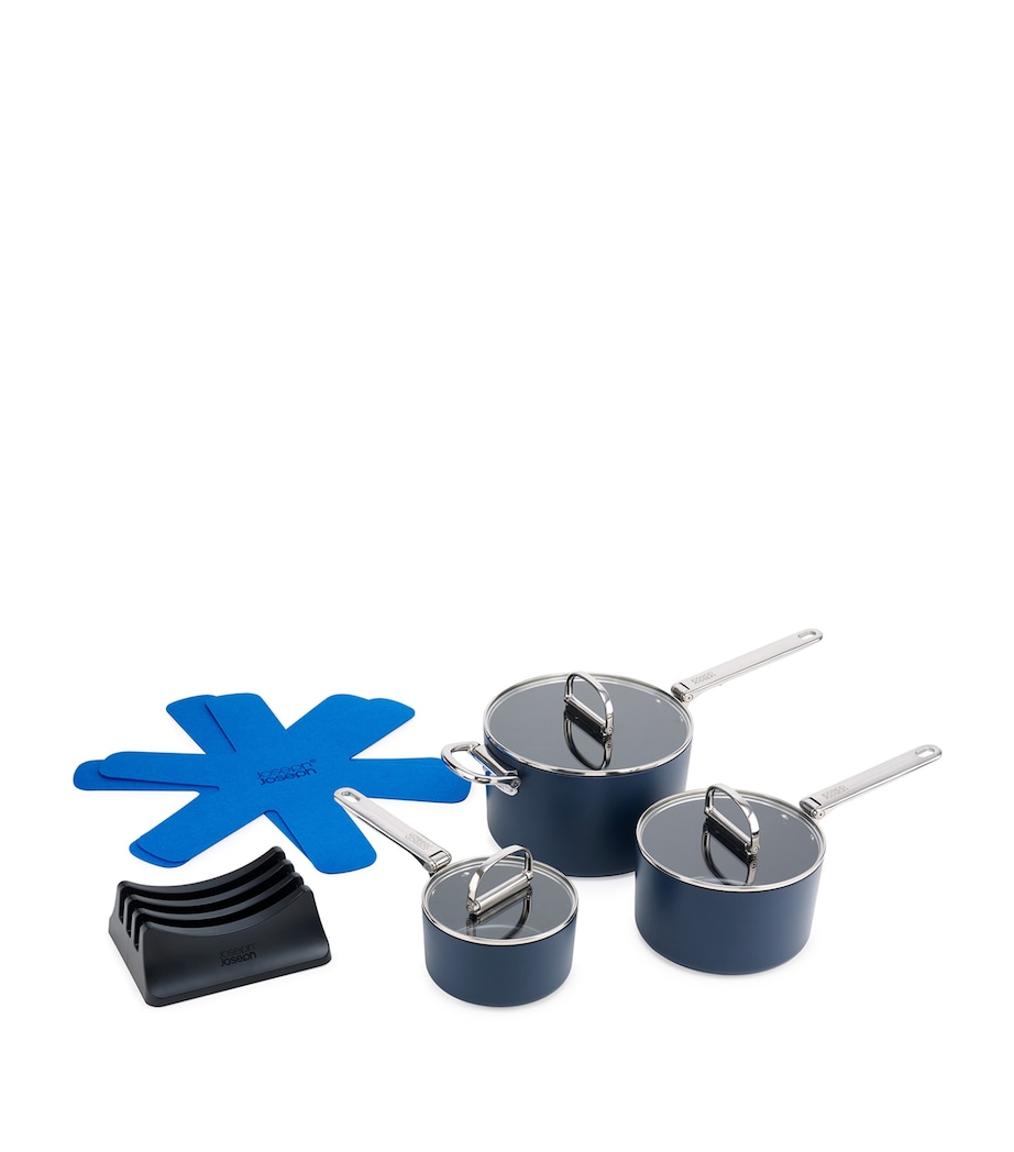 Set of 3 Space Non-Stick Saucepans MIDNIGHT BLUE Image 6