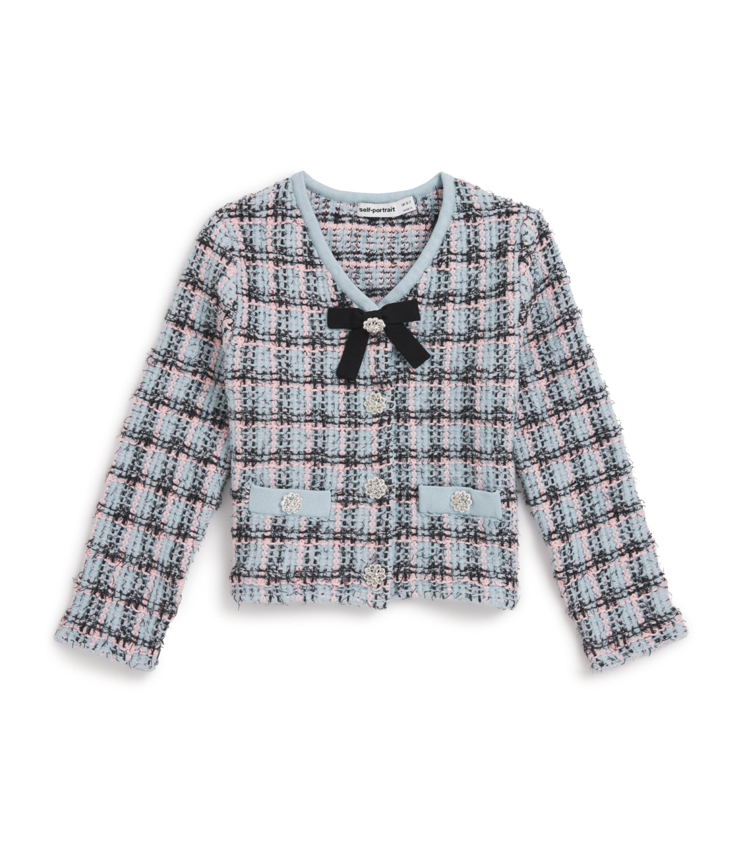 Self-Portrait Kids Cotton-Blend Check Cardigan (3-12 Years) Image 1