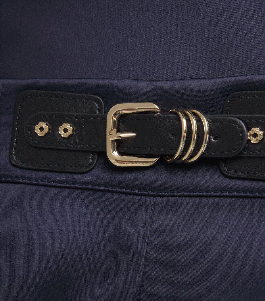 Maje Womens Satin Belted Shorts Navy Image 6