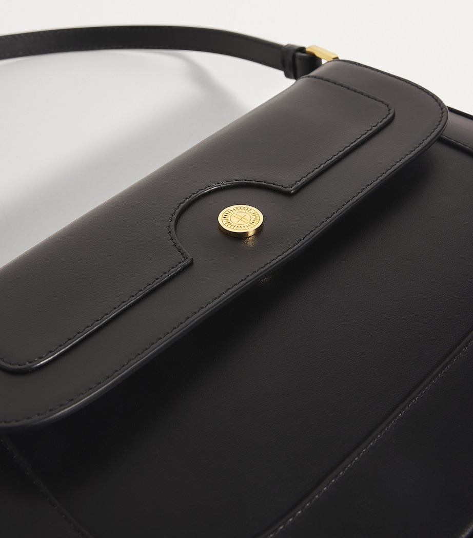 Harrods Leather Shoulder Bag Black Image 4