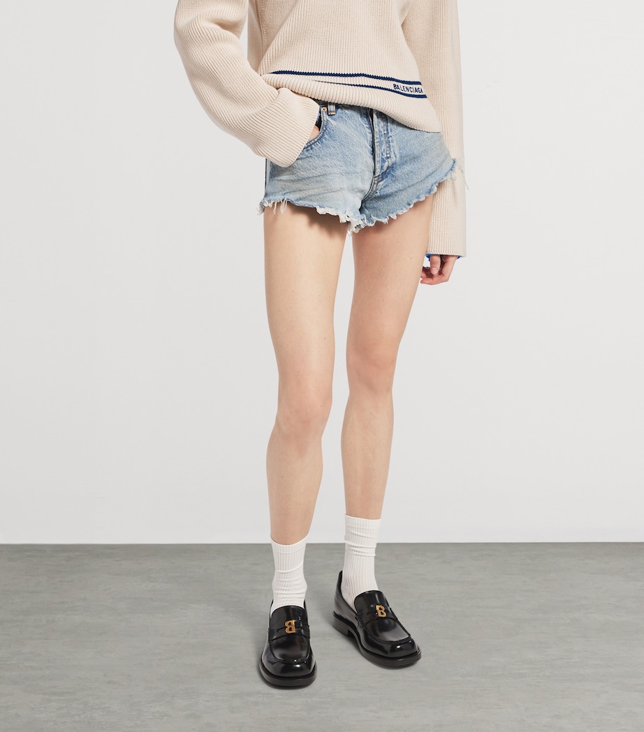 Balenciaga Womens Distressed Denim Shorts Image 5