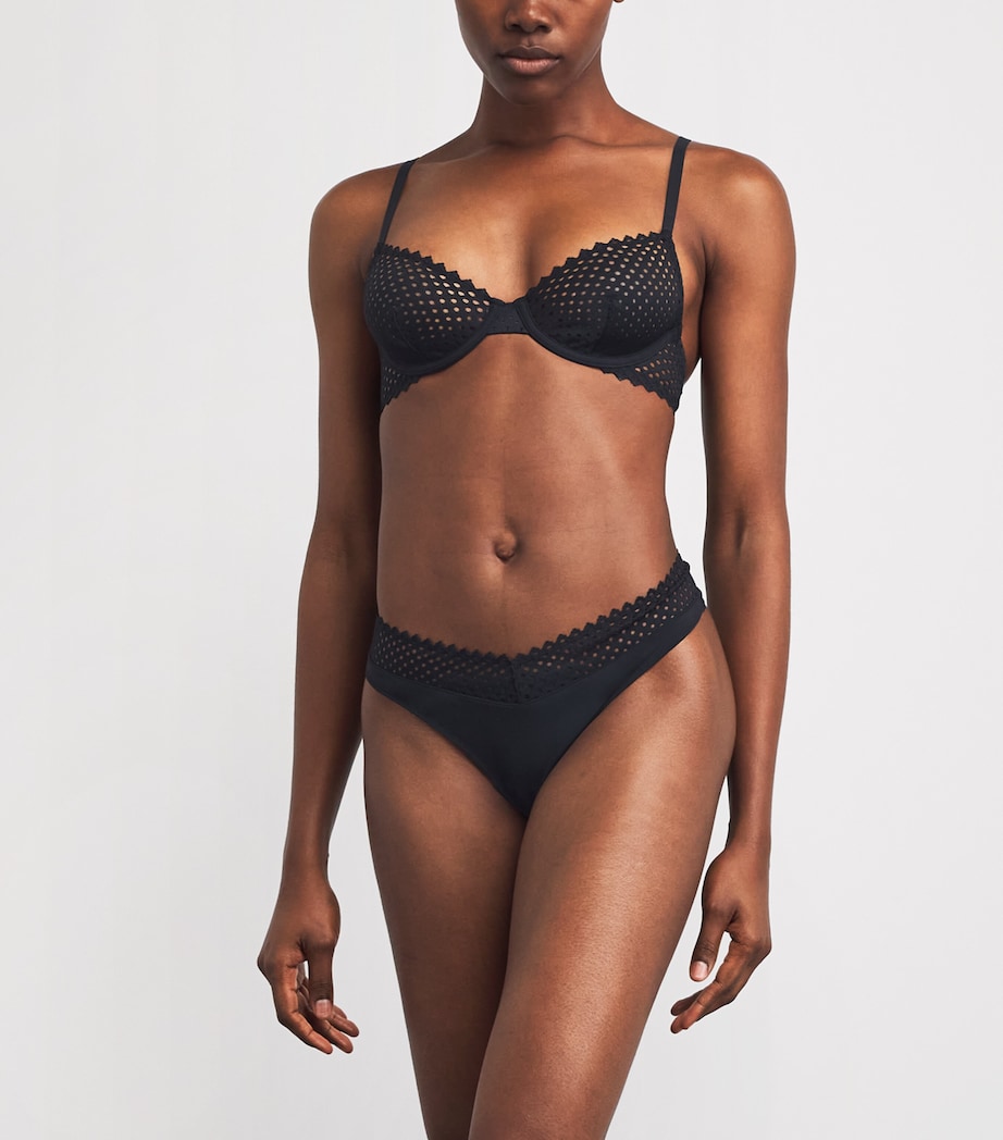 Wolford Womens Romantic Net Demi Bra Black Image 2