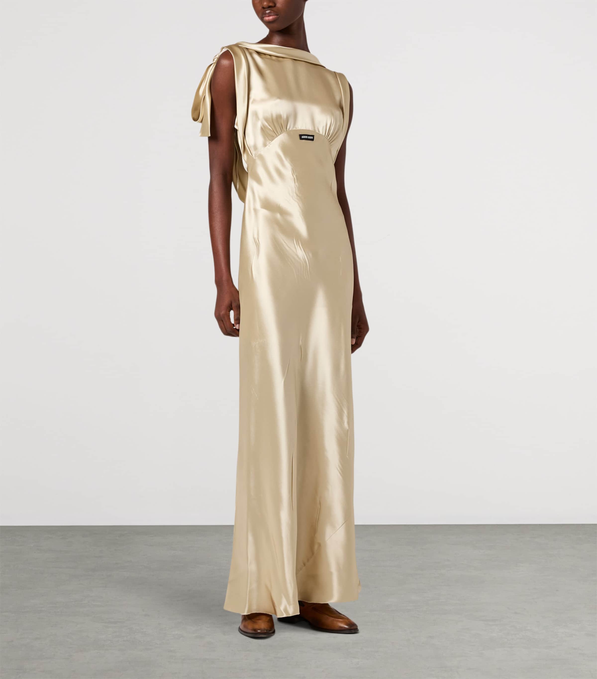 Satin Draped Maxi Dress F0F24 Image 2