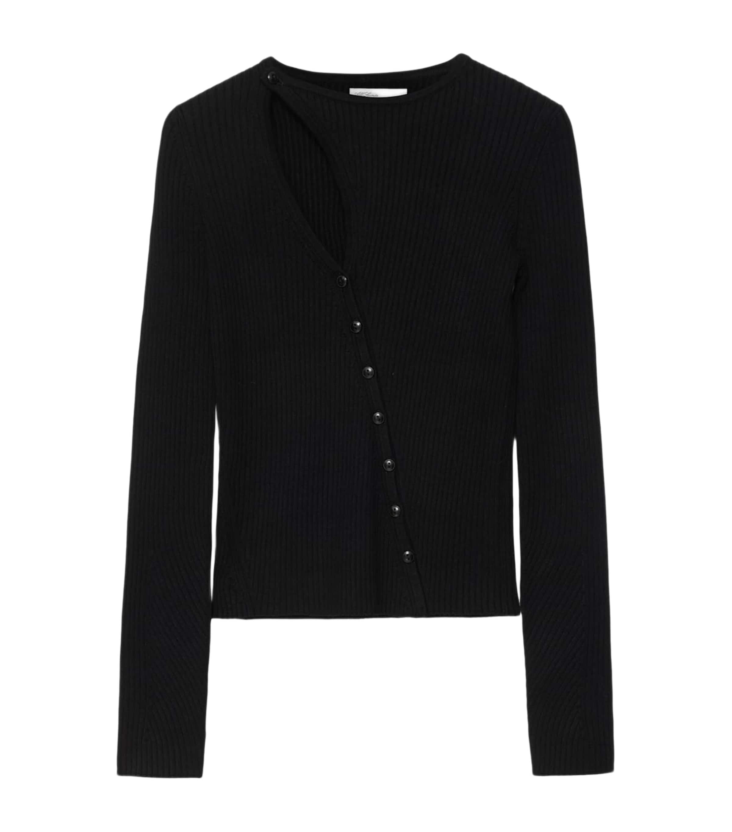 AllSaints Womens Cut-Out Cruz Cardigan Black Image 1