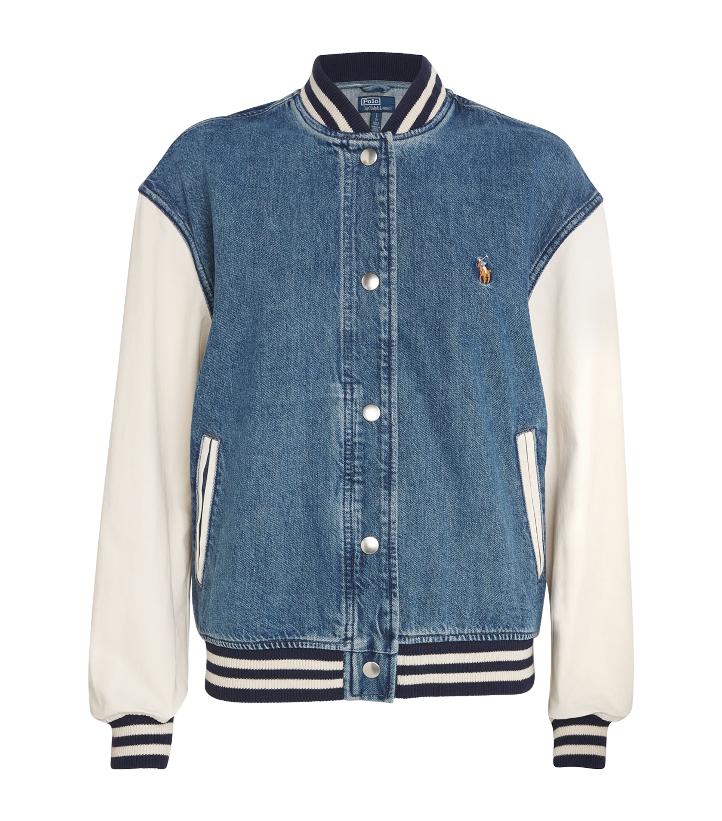 Polo Ralph Lauren Denim Logo Bomber Jacket In Blue