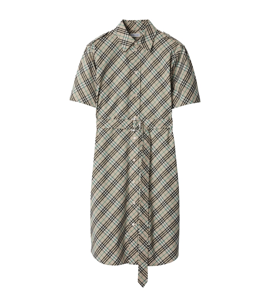 Cotton Check Mini Shirt Dress HUSK IP CHECK Image 1