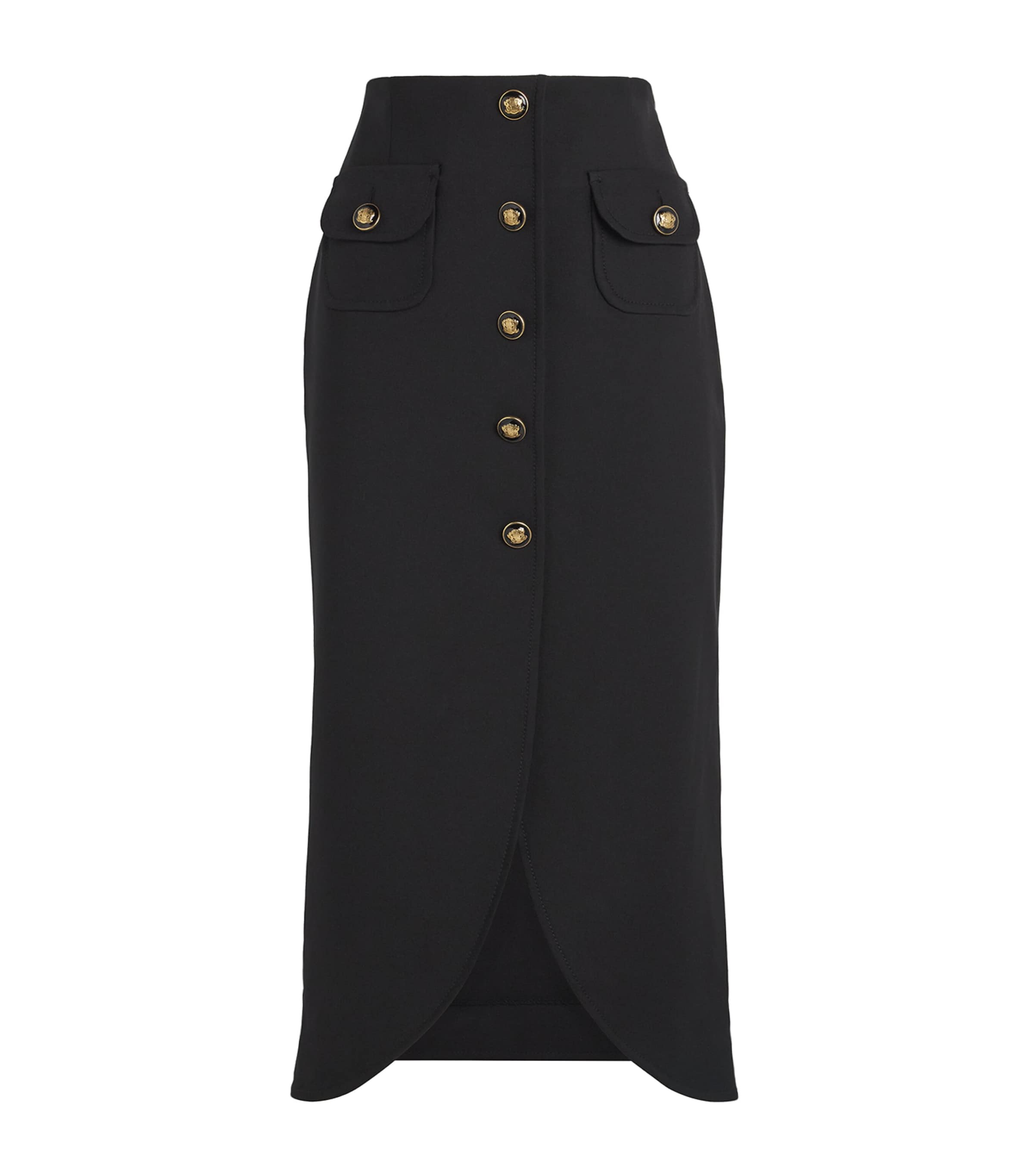 Sandro Buttoned Midi Skirt In Black