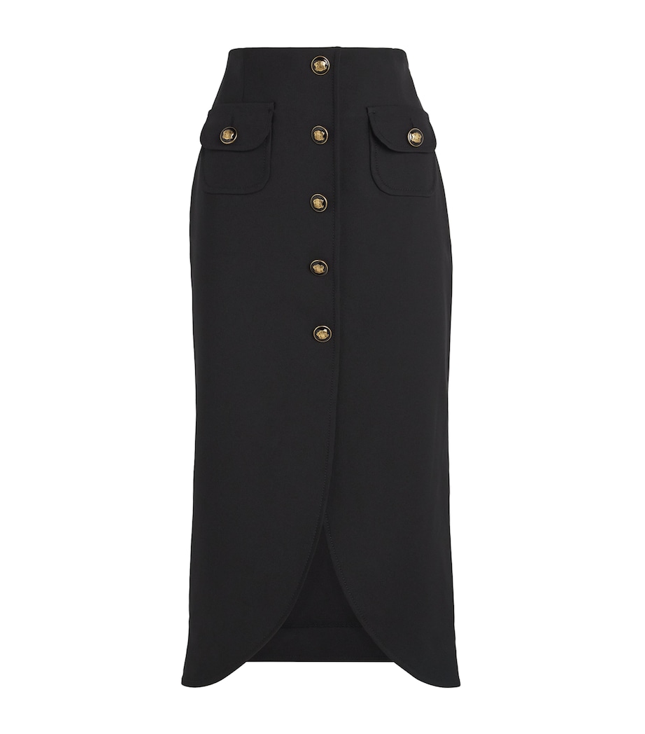 Buttoned Midi Skirt BLACK Image 1