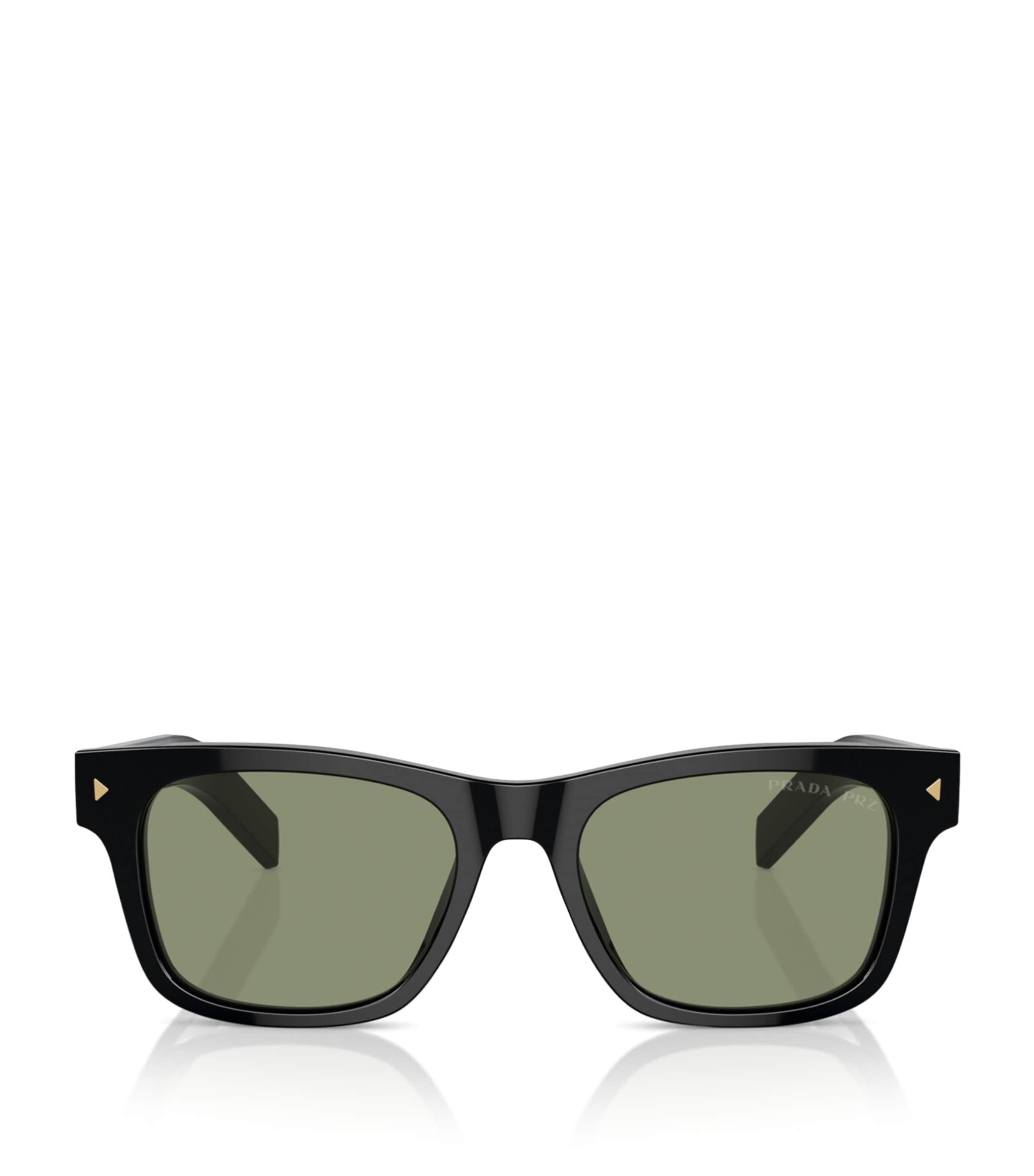 Prada 51mm Polarized Rectangular Sunglasses In Black Dark Green