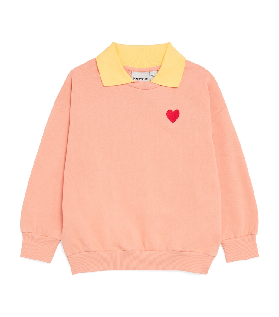 Mini Rodini Organic Cotton Heart Collar Sweatshirt (3-11 Years) Image 1
