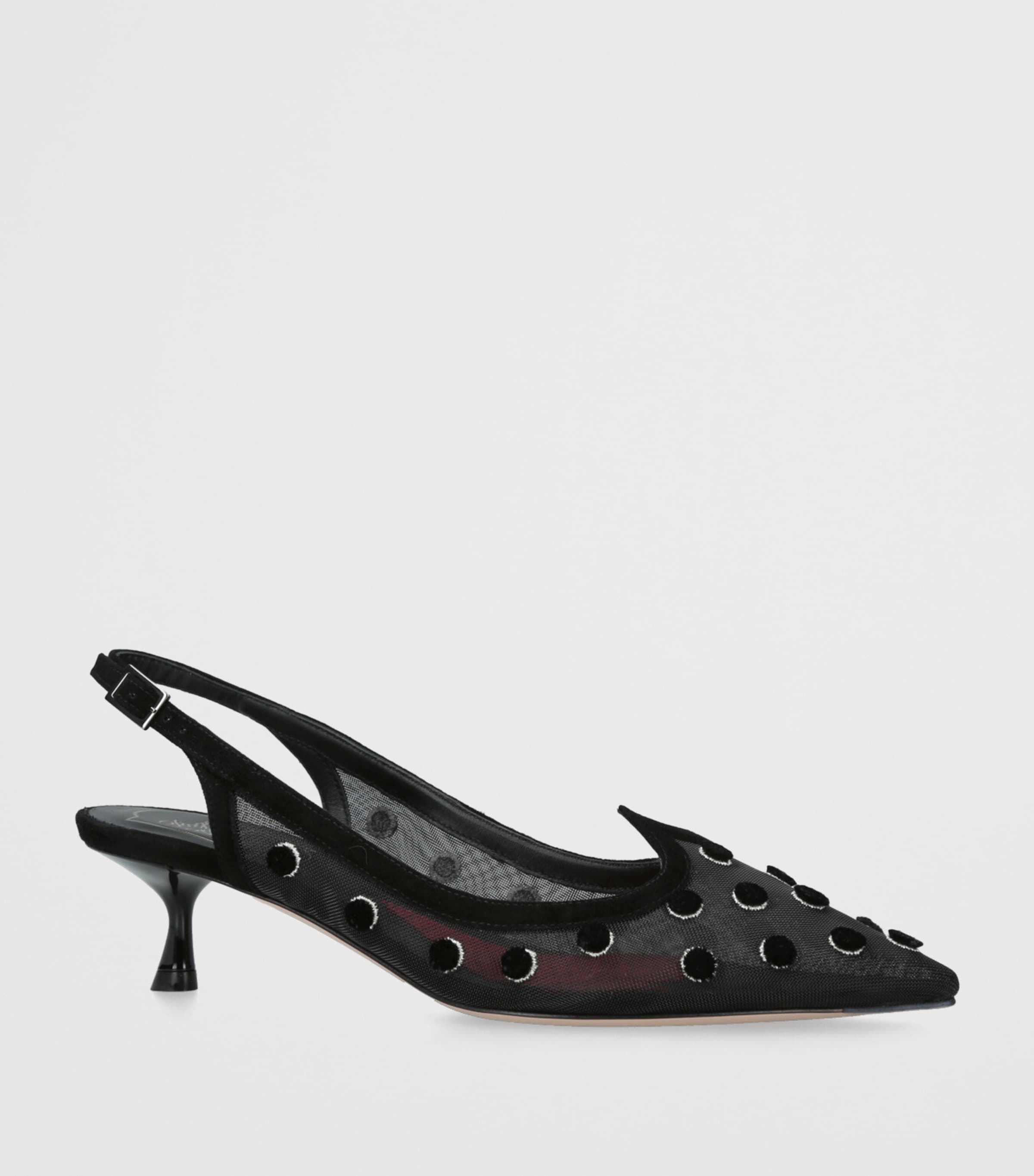 Roger Vivier Womens Mesh I Love Vivier Slingback Pumps 45 Black Image 3