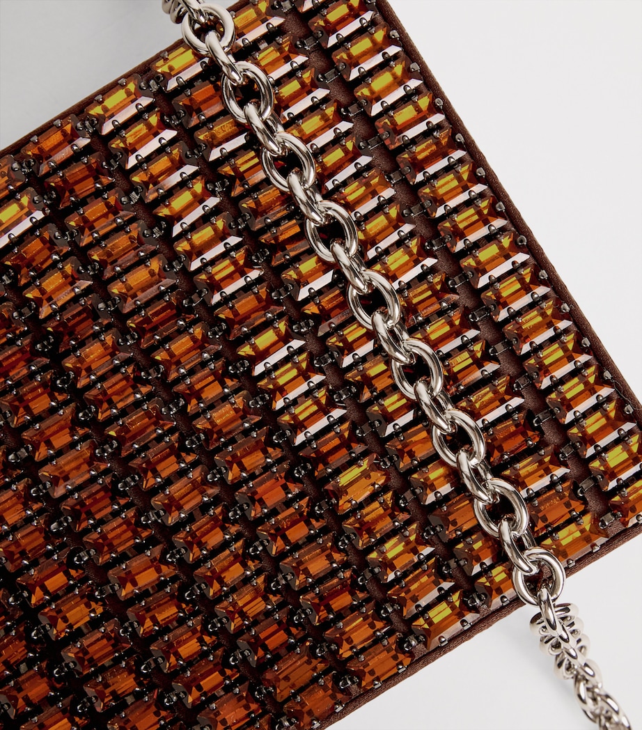 Self-Portrait Crystal Chainmail Clutch Bag Brown Image 6