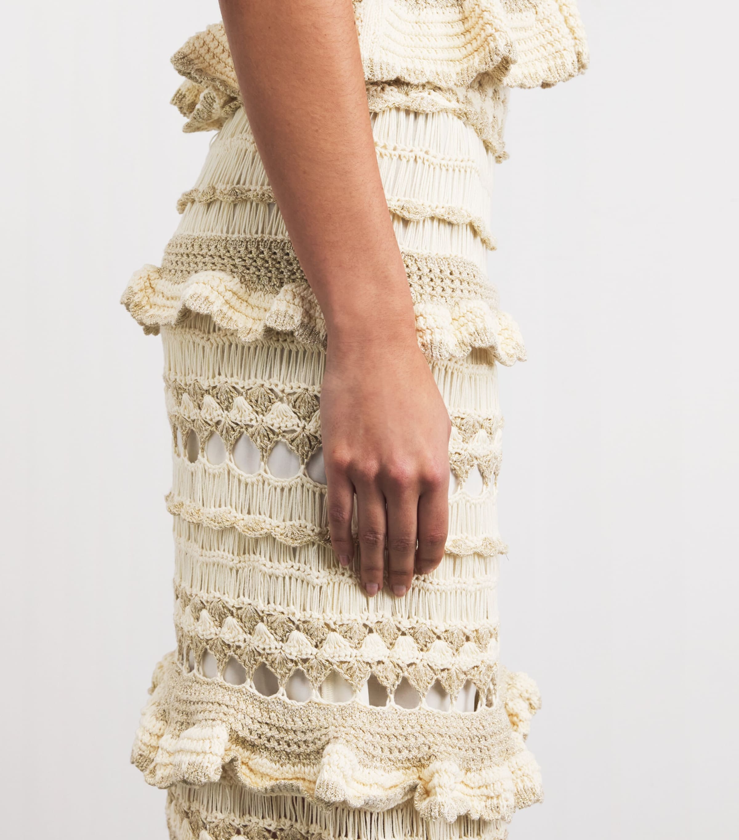 Metallic Crochet Wanderlust Midi Skirt METALLIC GLD/CRMMTGC Image 6