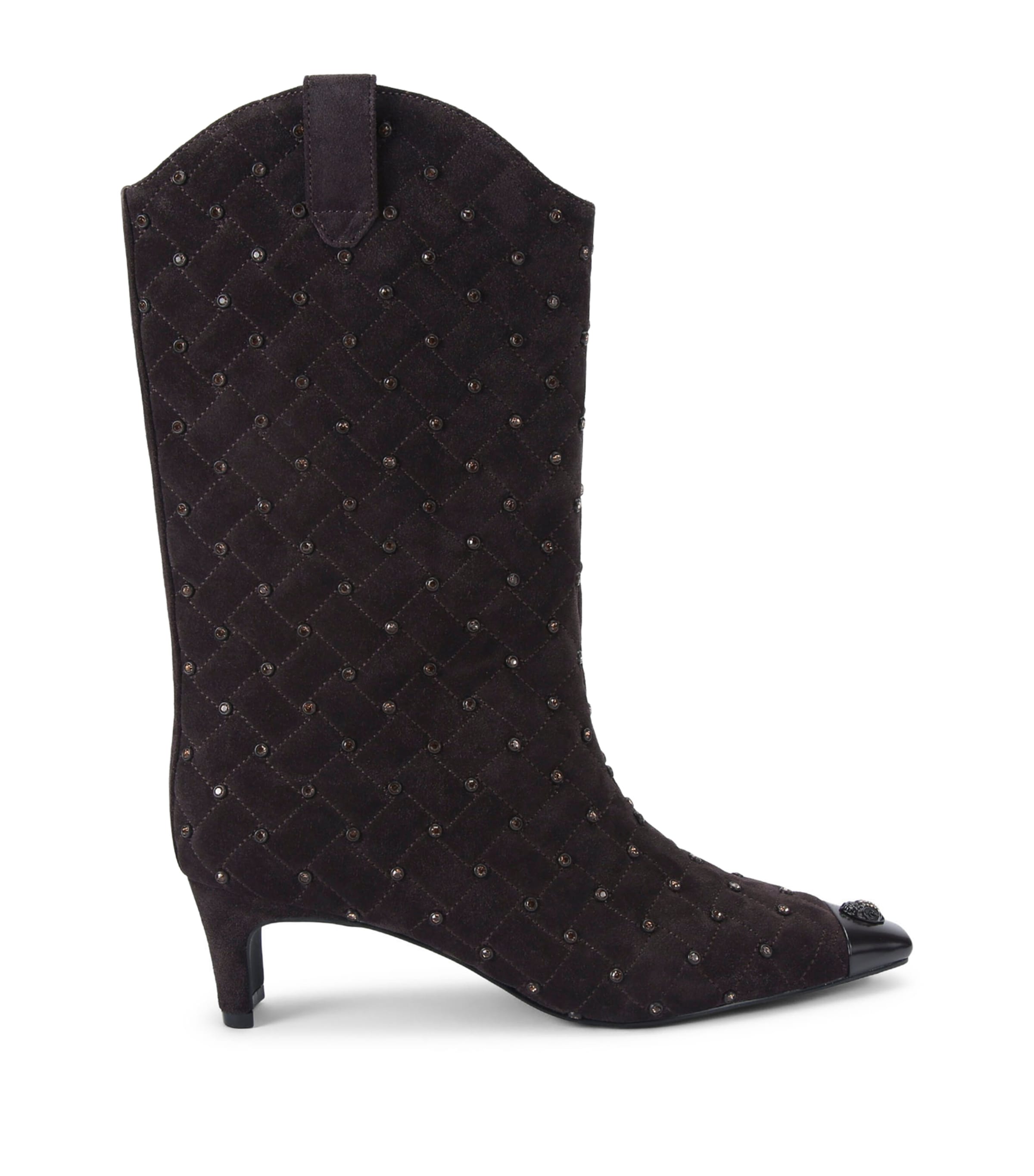 Kurt Geiger Leather Cyrstal Embellished Regent Boots In Brown