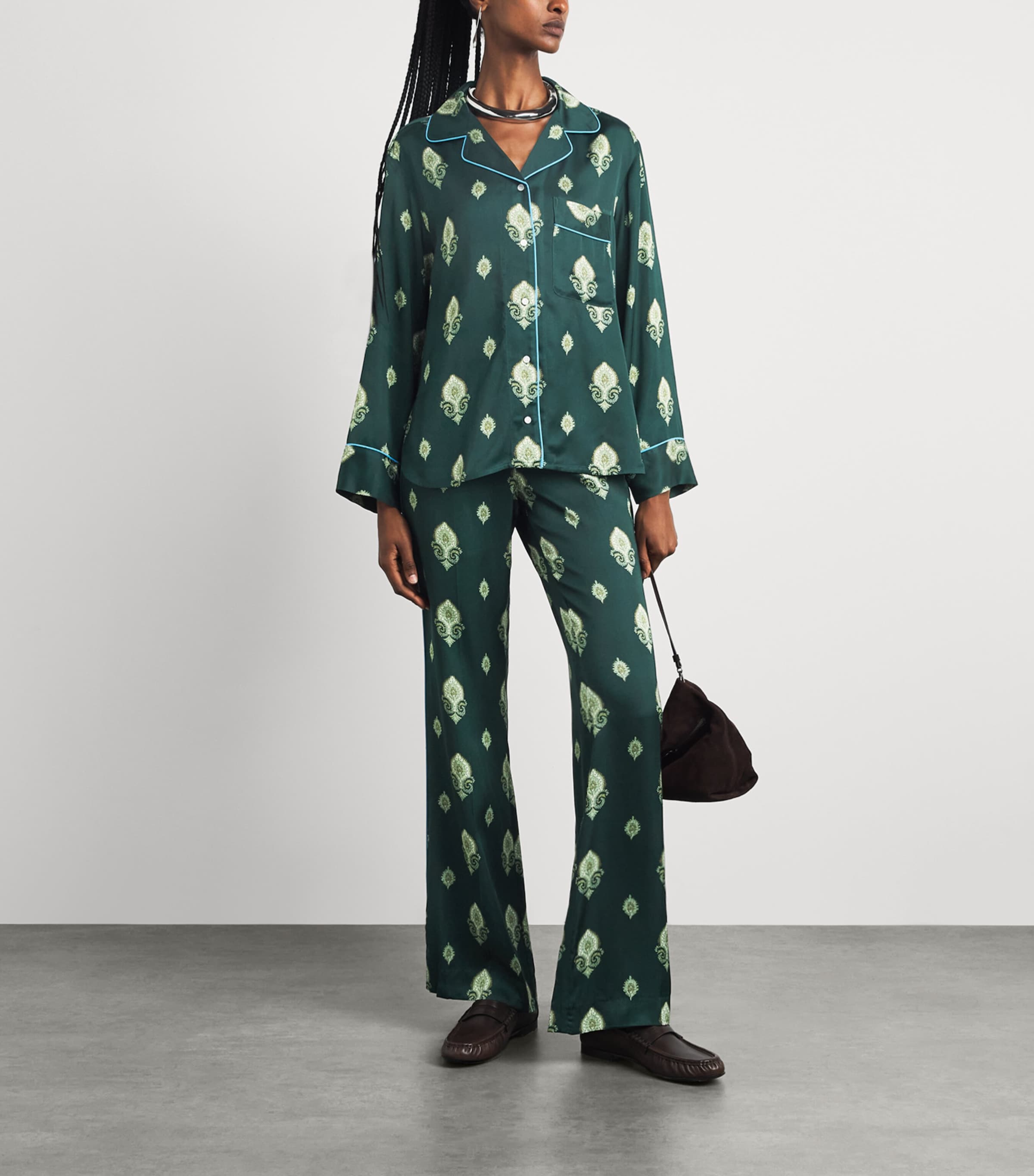 Sandro Paris Womens Paisley Pyjama-Style Shirt Green Image 2