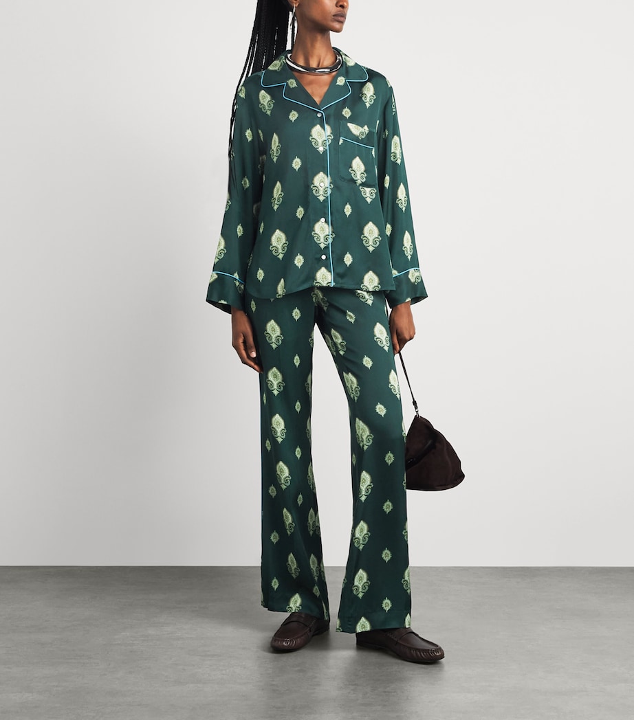 Sandro Paris Womens Paisley Pyjama-Style Shirt Green Image 2