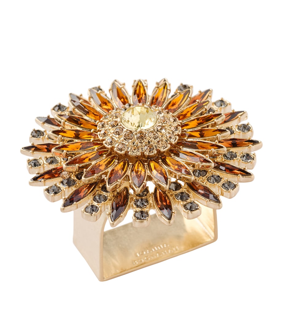 Set of 4 Crystal Flower Napkin Rings ORANGE Image 2