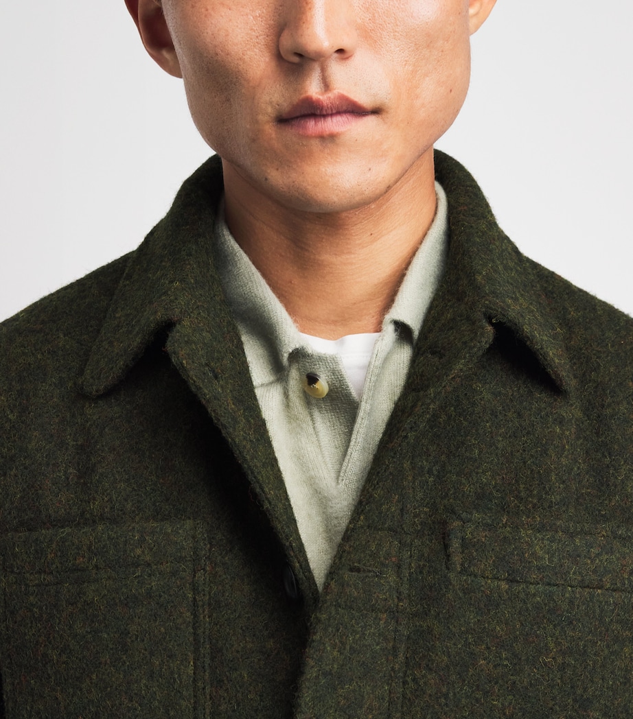 Oliver Spencer Mens Wool Addington Overshirt Green Image 3
