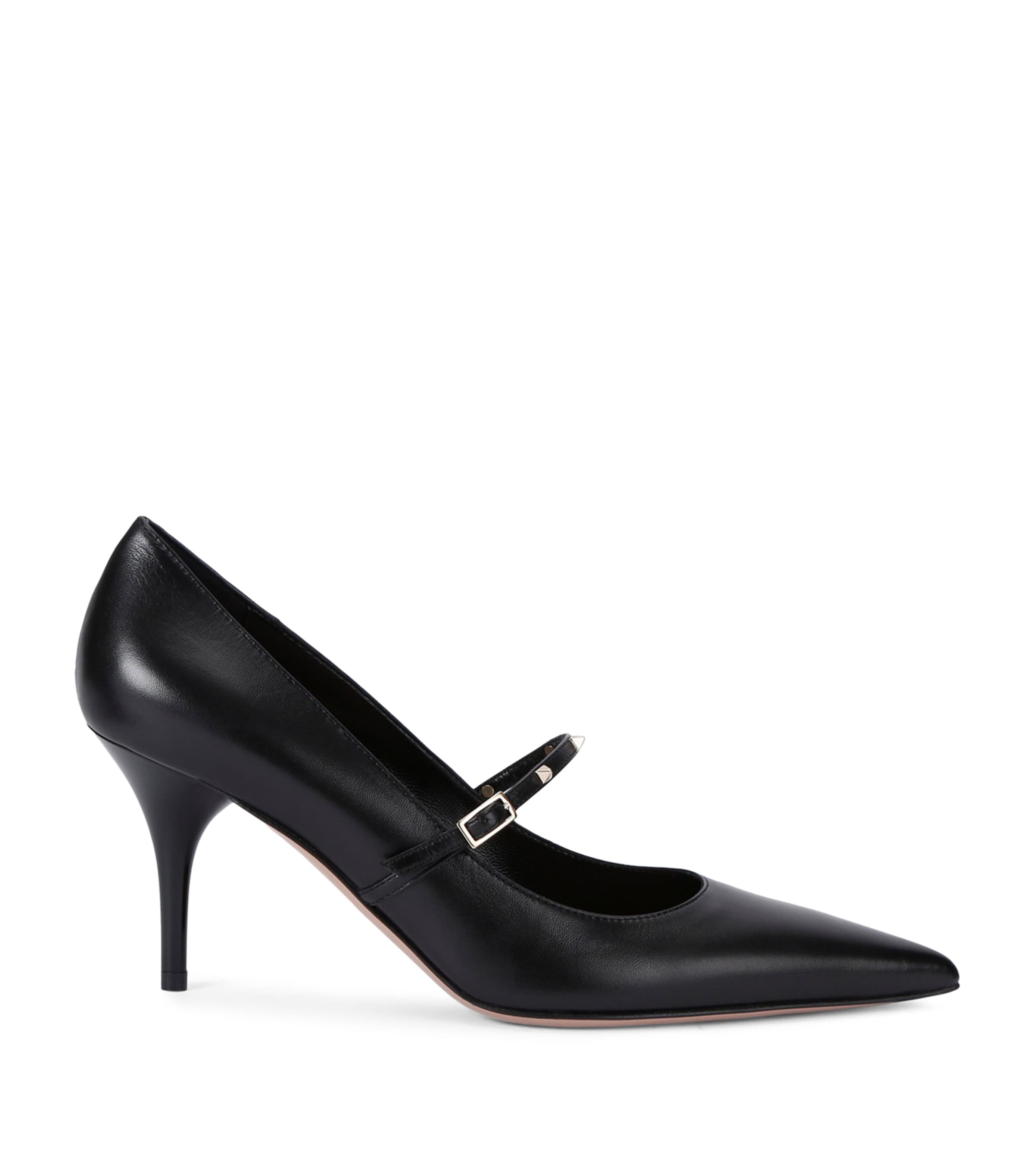 Valentino Garavani Rockstud Wispy 80 Leather Mary Jane Pumps In Black