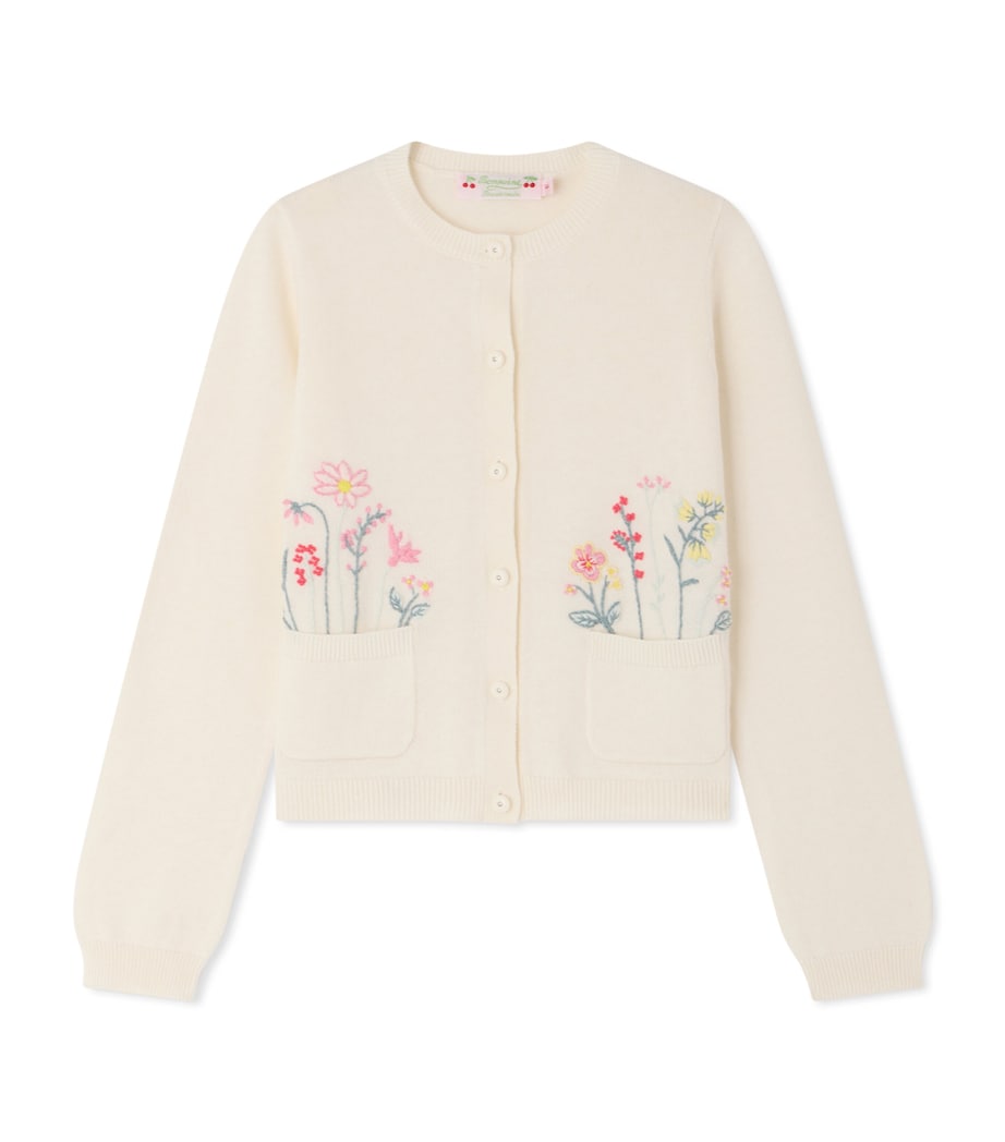Bonpoint Cotton Embroidered Floral Cardigan (10-14 Years) Craie Image 1