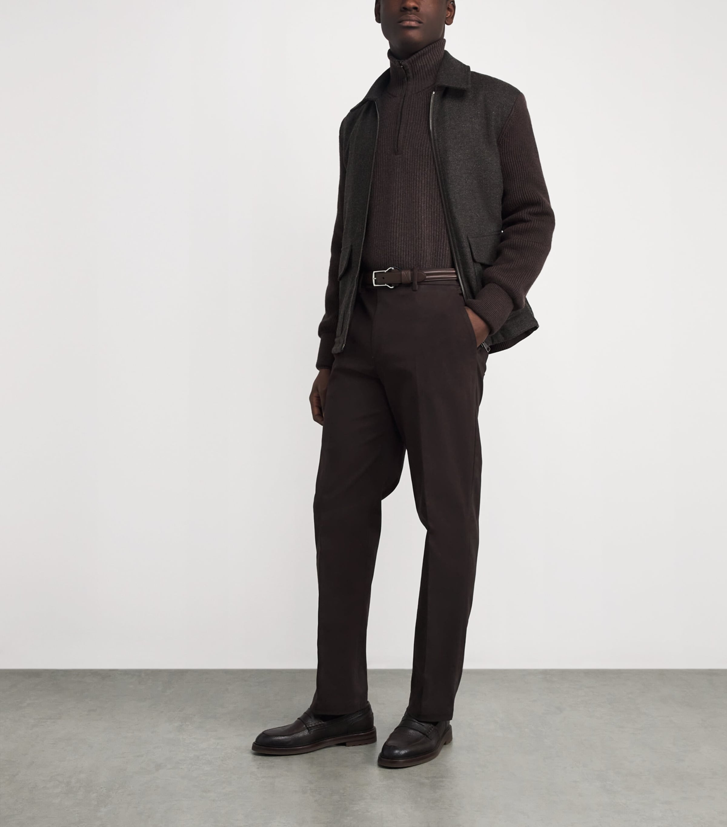 Cotton Flat Front Trousers WALNUT Image 2