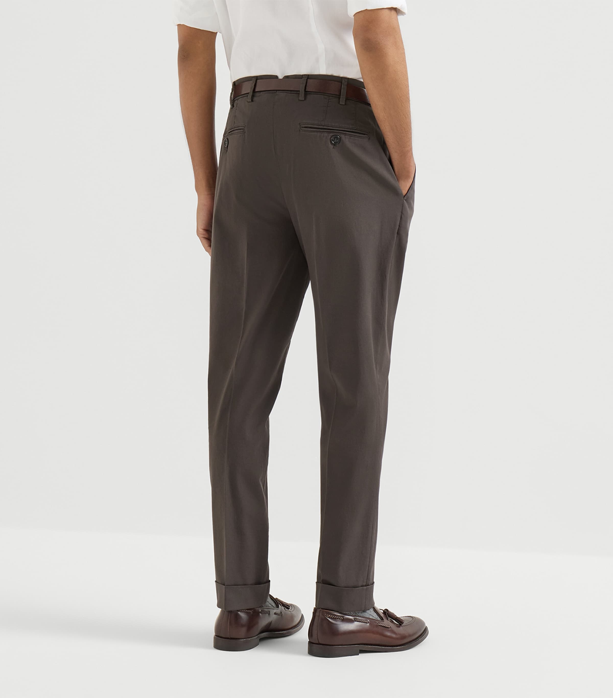 Brunello Cucinelli Mens Stretch-Cotton Gabardine Trousers Image 5