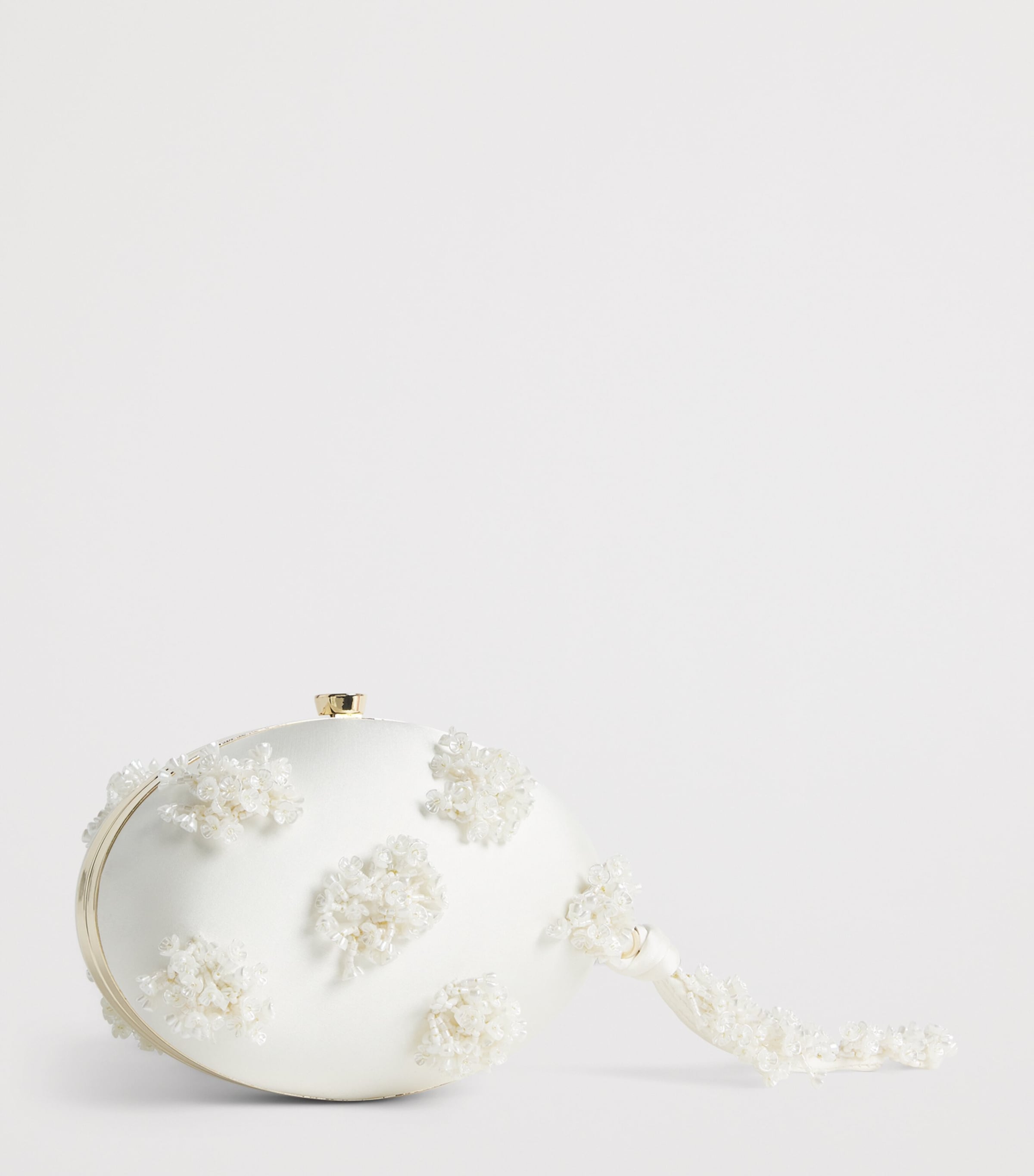 Self-Portrait Satin Embellished Clutch Bag Cream Image 3