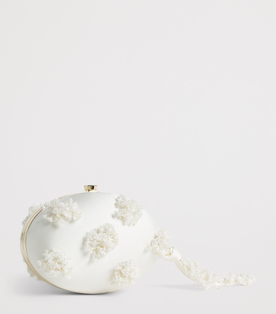 Self-Portrait Satin Embellished Clutch Bag Cream Image 3