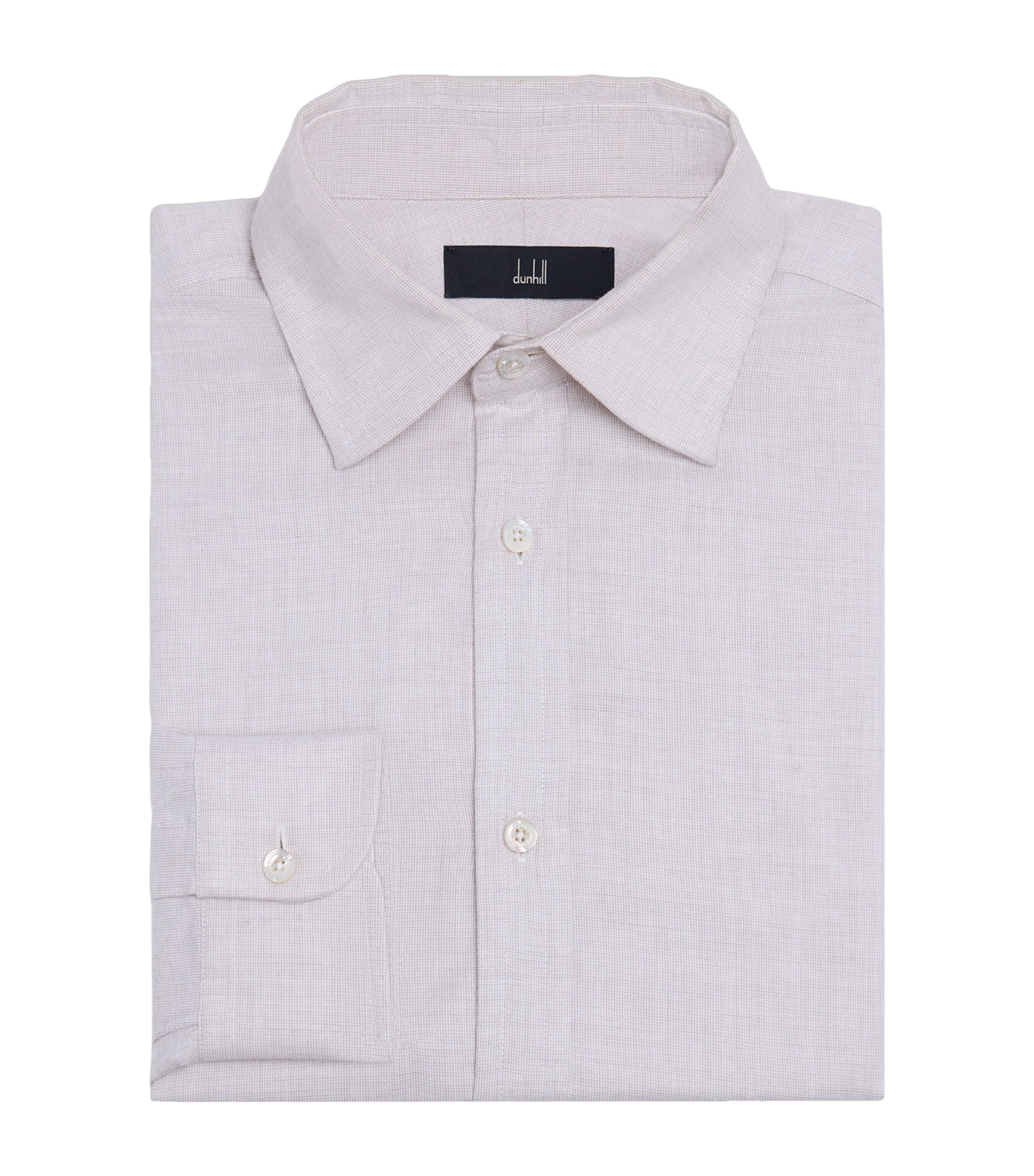 Dunhill Mens Cotton Micro-Check Shirt Brown Image 1