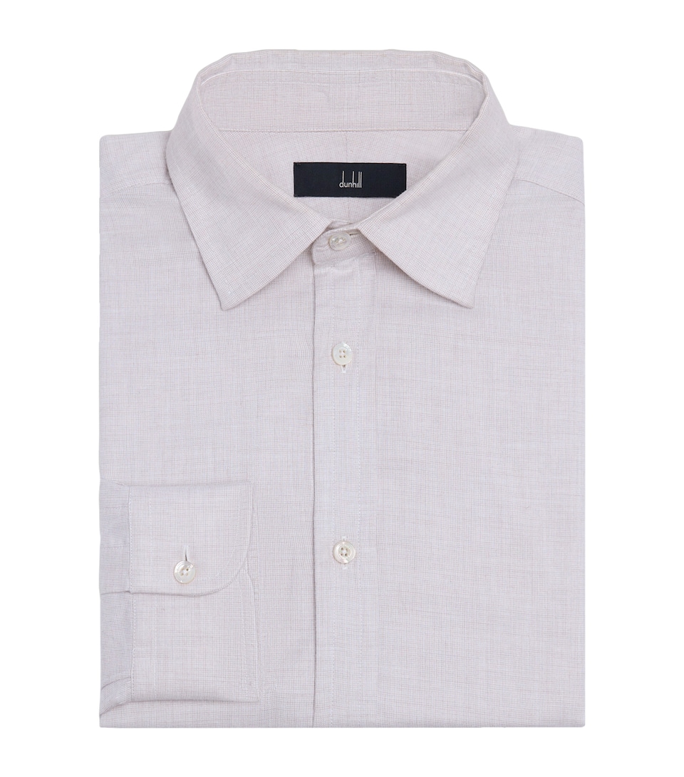 Dunhill Cotton Micro-Check Shirt Brown