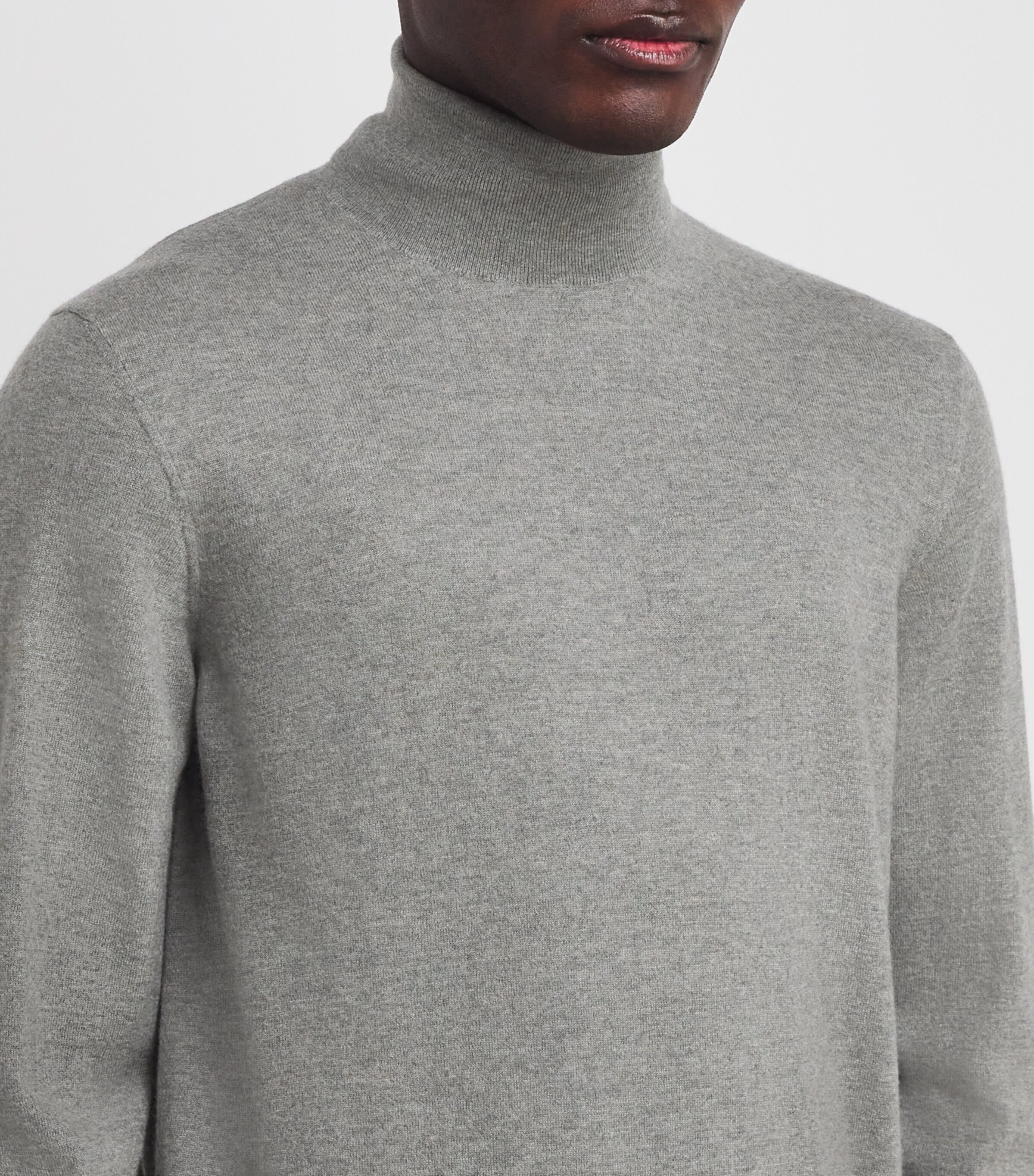 Ralph Lauren Purple Label Mens Cashmere Roll-Neck Sweater Cls Lt Grey Heather Image 6
