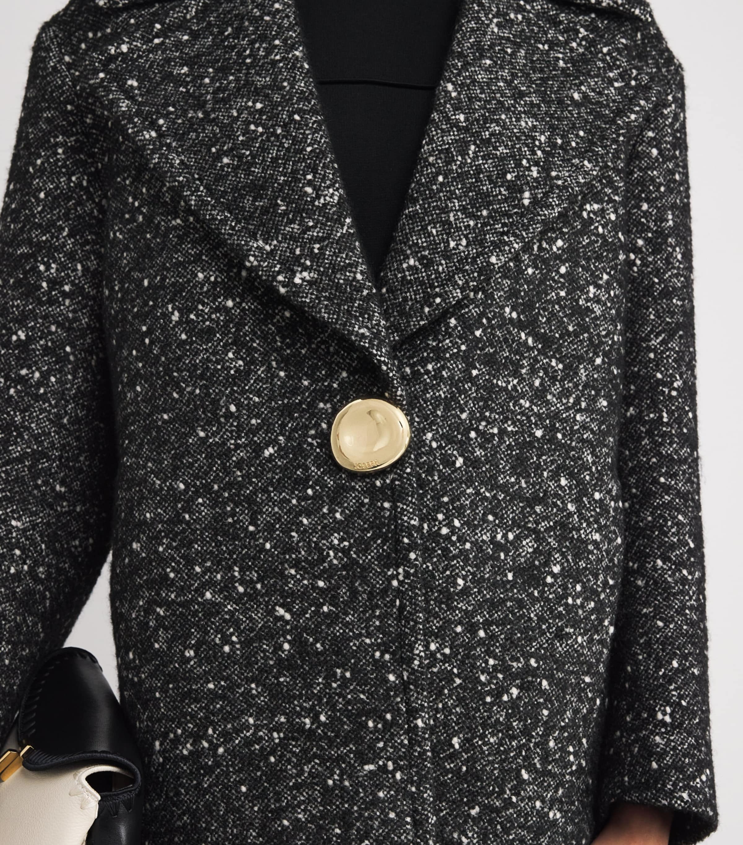 Wool Tweed Donegal Agar Coat BLACK Image 6