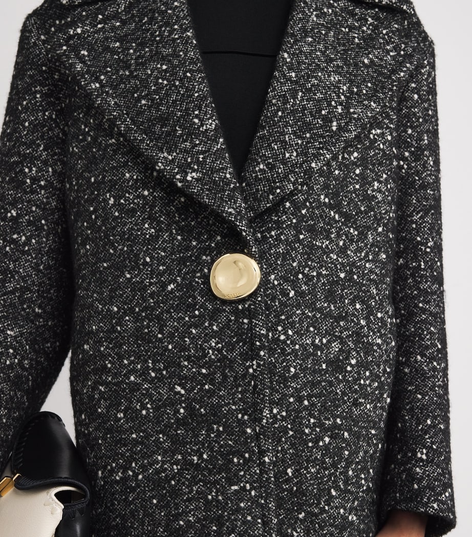 Wool Tweed Donegal Agar Coat BLACK Image 6