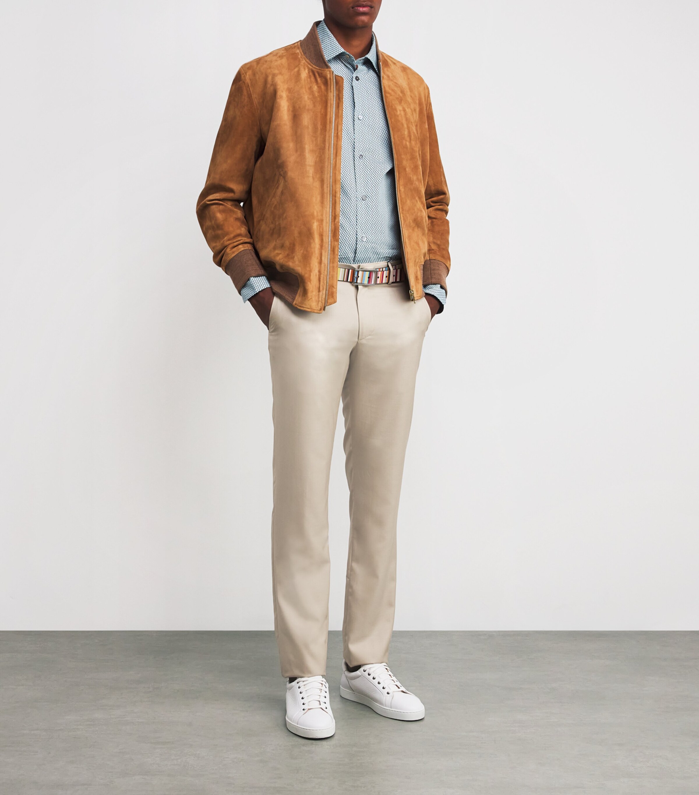 Suede Bomber Jacket 64A_CAMEL Image 2