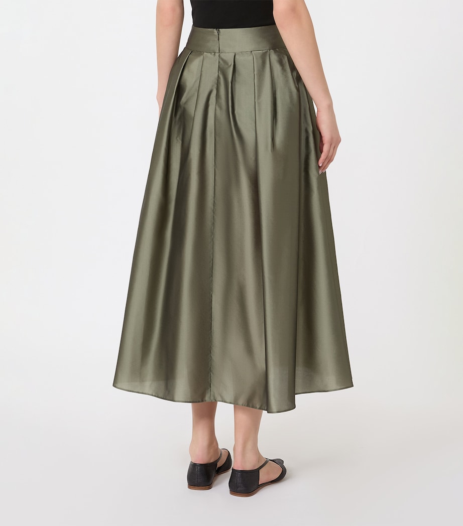 Max Mara Womens Organza Pleated Maxi Skirt Sage Green Image 4