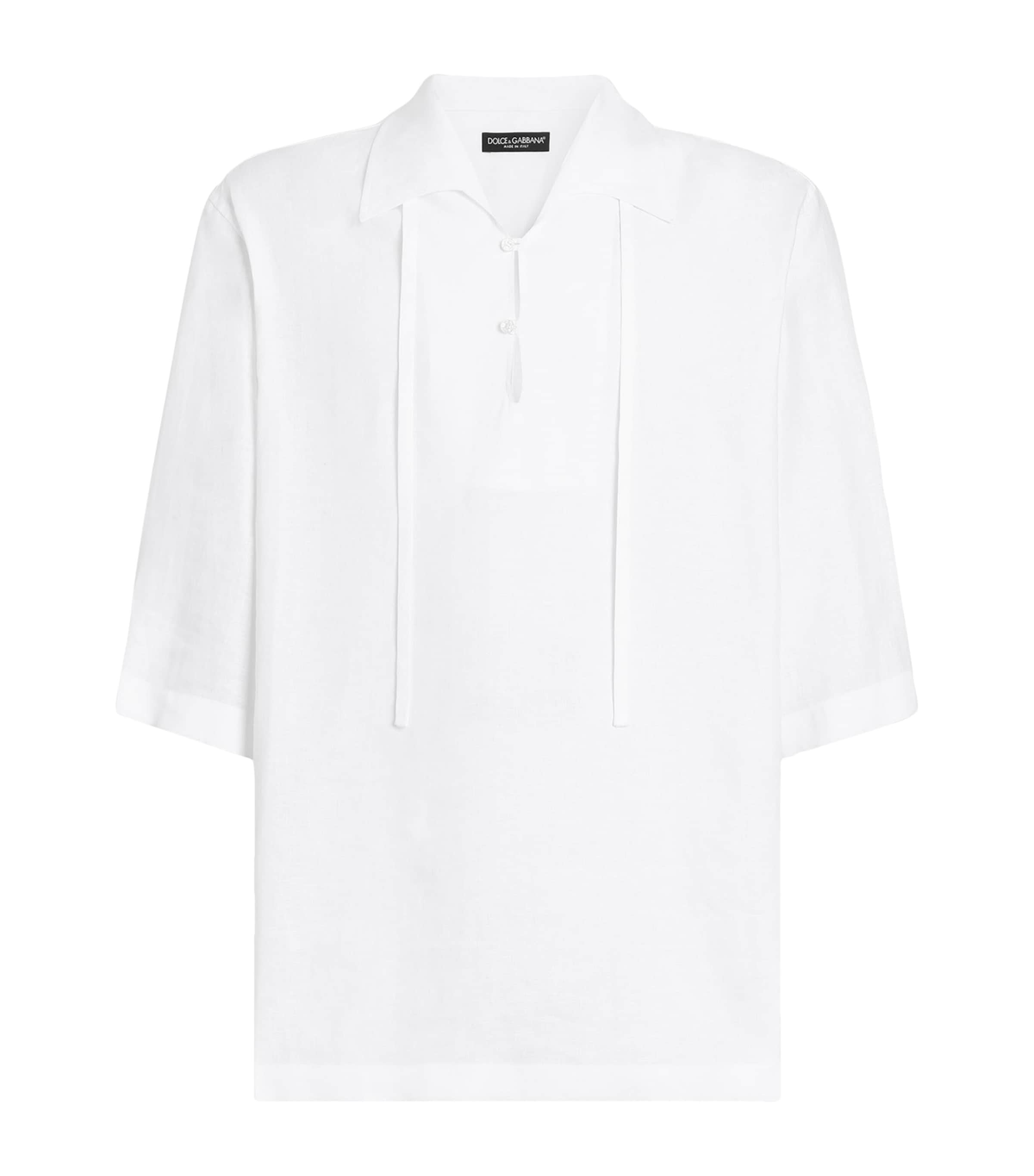 Dolce&Gabbana Mens Linen Hawaiian Shirt Optical White Image 1